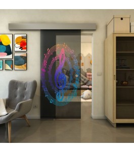 Glasschiebetür ECO-LINE - Fineprint Model 134 Verlauf auf Grauglas