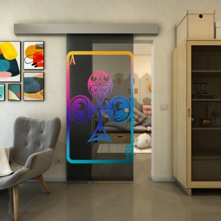 Glasschiebetür ECO-LINE - Fineprint Model 135 Verlauf auf Grauglas