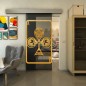 Glasschiebetür ECO-LINE - Fineprint Modell 135 Gold auf Grauglas Glasschiebetür ECO-LINE - Fineprint Modell 135 Gold auf Grauglas