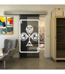Glasschiebetür ECO-LINE - Fineprint Model 135 Weiss auf Grauglas