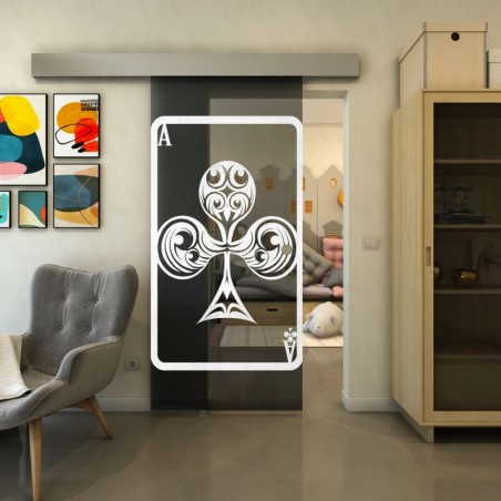 Glasschiebetür ECO-LINE - Fineprint Model 135 Weiss auf Grauglas