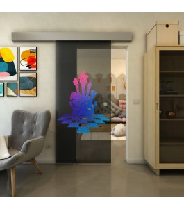 Glasschiebetür ECO-LINE - Fineprint Model 136 Verlauf auf Grauglas