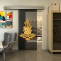 Glasschiebetür ECO-LINE - Fineprint Modell 136 Gold auf Grauglas Glasschiebetür ECO-LINE - Fineprint Modell 136 Gold auf Grauglas