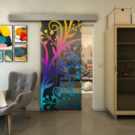 Glasschiebetür ECO-LINE - Fineprint Model 146 Verlauf auf Grauglas