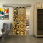 Glasschiebetür ECO-LINE - Fineprint Modell 147 Gold auf Grauglas Glasschiebetür ECO-LINE - Fineprint Modell 147 Gold auf Grauglas