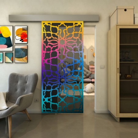Glasschiebetür ECO-LINE - Fineprint Model 150 Verlauf auf Grauglas