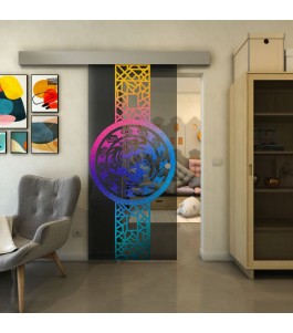 Glasschiebetür ECO-LINE - Fineprint Model 151 Verlauf auf Grauglas