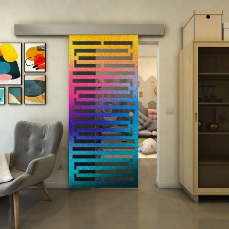 Glasschiebetür ECO-LINE - Fineprint Model 153 Verlauf auf Grauglas