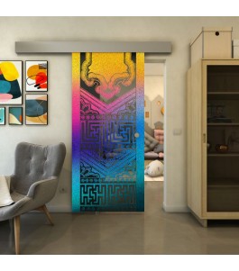 Glasschiebetür ECO-LINE - Fineprint Model 156 Verlauf auf Grauglas