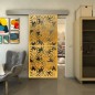 Glasschiebetür ECO-LINE - Fineprint Modell 158 Gold auf Grauglas Glasschiebetür ECO-LINE - Fineprint Modell 158 Gold auf Grauglas