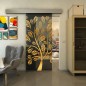 Glasschiebetür ECO-LINE - Fineprint Modell 159 Gold auf Grauglas Glasschiebetür ECO-LINE - Fineprint Modell 159 Gold auf Grauglas