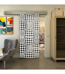 Glasschiebetür ECO-LINE - Fineprint Model 162 Weiss auf Grauglas