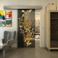 Glasschiebetür ECO-LINE - Fineprint Modell 166 Gold auf Grauglas Glasschiebetür ECO-LINE - Fineprint Modell 166 Gold auf Grauglas
