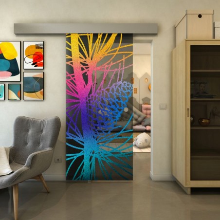 Glasschiebetür ECO-LINE - Fineprint Model 169 Verlauf auf Grauglas