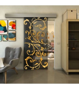Glasschiebetür ECO-LINE - Fineprint Model 171 Gold auf Grauglas