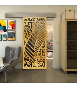 Glasschiebetür ECO-LINE - Fineprint Model 173 Gold auf Grauglas