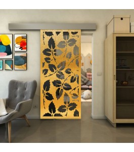Glasschiebetür ECO-LINE - Fineprint Model 175 Gold auf Grauglas