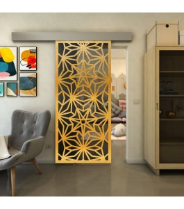 Glasschiebetür ECO-LINE - Fineprint Model 178 Gold auf Grauglas