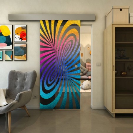 Glasschiebetür ECO-LINE - Fineprint Model 189 Verlauf auf Grauglas