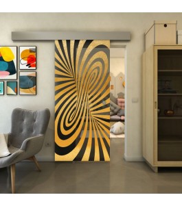Glasschiebetür ECO-LINE - Fineprint Model 189 Gold auf Grauglas