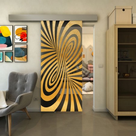 Glasschiebetür ECO-LINE - Fineprint Model 189 Gold auf Grauglas