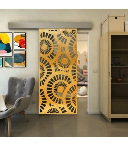 Glasschiebetür ECO-LINE - Fineprint Model 191 Gold auf Grauglas