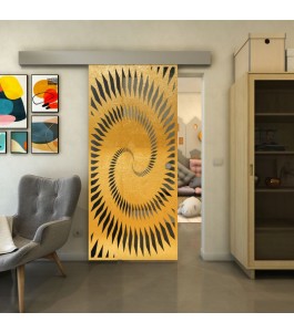 Glasschiebetür ECO-LINE - Fineprint Model 197 Gold auf Grauglas