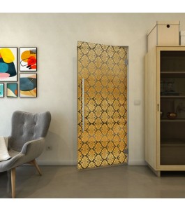 Pendeltür - Fineprint Model 001 Gold auf Grauglas