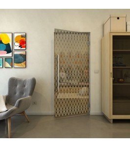 Pendeltür - Fineprint Model 002 Gold auf Grauglas