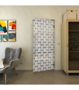 Pendeltür - Fineprint Model 002 Weiss auf Grauglas