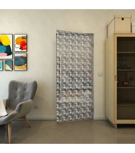 Pendeltür - Fineprint Model 003 Weiss auf Grauglas