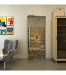 Pendeltür - Fineprint Model 006 Gold auf Grauglas
