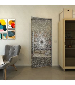Pendeltür - Fineprint Model 006 Weiss auf Grauglas