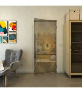 Pendeltür - Fineprint Model 007 Gold auf Grauglas