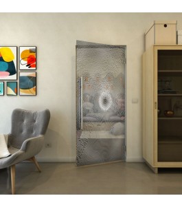 Pendeltür - Fineprint Model 007 Weiss auf Grauglas