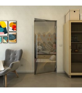 Pendeltür - Fineprint Model 009 Gold auf Grauglas