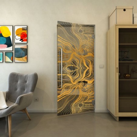 Pendeltür - Fineprint Model 010 Gold auf Grauglas