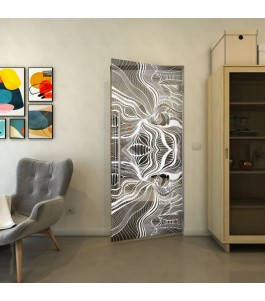 Pendeltür - Fineprint Model 010 Weiss auf Grauglas