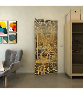 Pendeltür - Fineprint Model 012 Gold auf Grauglas