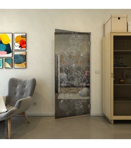 Pendeltür - Fineprint Model 013 Weiss auf Grauglas