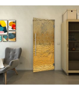 Pendeltür - Fineprint Model 015 Gold auf Grauglas