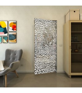 Pendeltür - Fineprint Model 016 Weiss auf Grauglas