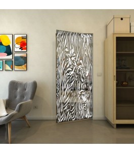 Pendeltür - Fineprint Model 017 Weiss auf Grauglas