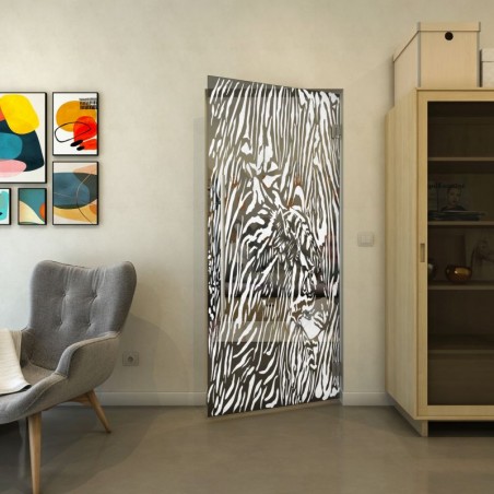 Pendeltür - Fineprint Model 017 Weiss auf Grauglas
