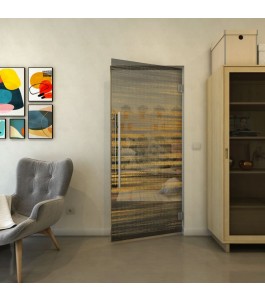 Pendeltür - Fineprint Model 019 Gold auf Grauglas