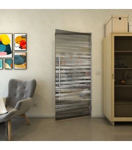 Pendeltür - Fineprint Model 019 Weiss auf Grauglas