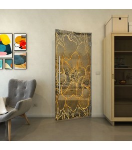 Pendeltür - Fineprint Model 020 Gold auf Grauglas