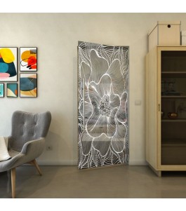 Pendeltür - Fineprint Model 020 Weiss auf Grauglas