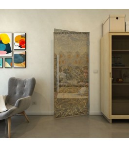Pendeltür - Fineprint Model 021 Gold auf Grauglas