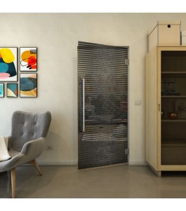 Pendeltür - Fineprint Model 022 Schwarz auf Grauglas